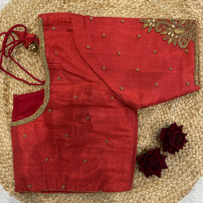 46” Size 16 Aari Worked Sari Blouse Indian Saree Top Silk B414