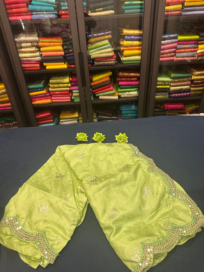 Pastel Green Fancy Party wear Sari Indian Saree Blouse Combo S84