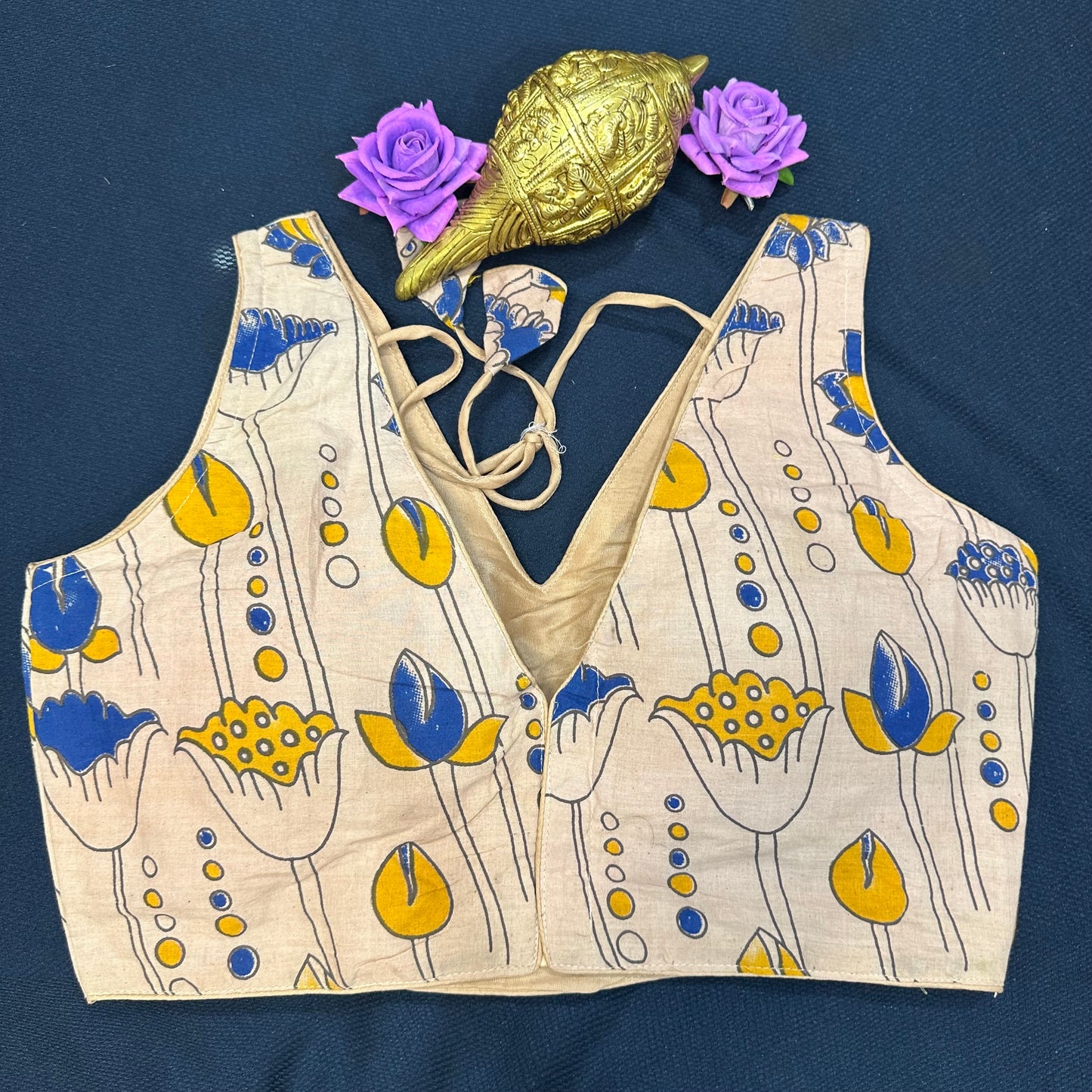Cotton Kalamkari 38” M Size 8 Sari Blouse Indian Saree Top B405