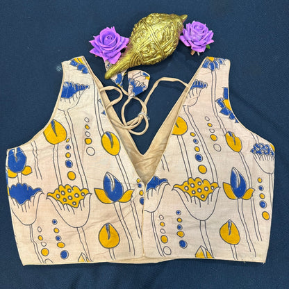 Cotton Kalamkari 38” M Size 8 Sari Blouse Indian Saree Top B405