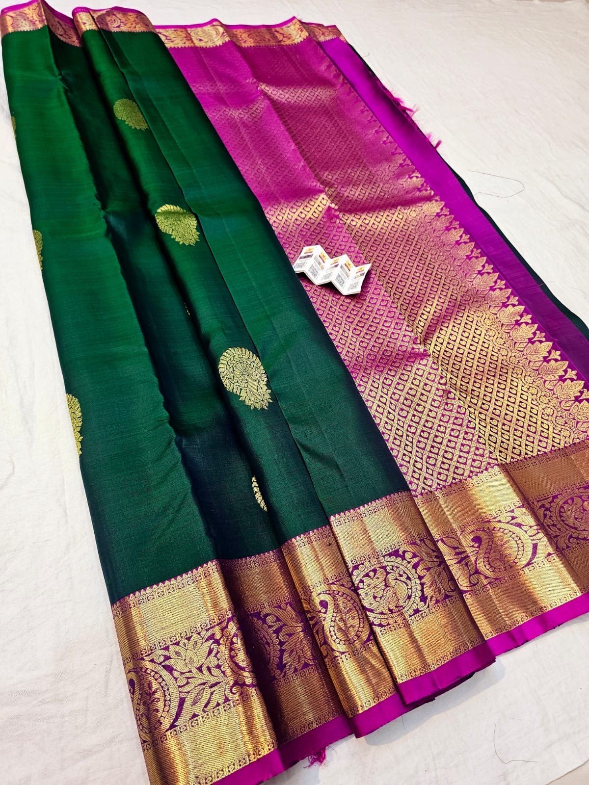 Kanchipuram Pure Silk Saree Bridal Green Kanjivaram Sari SPK282