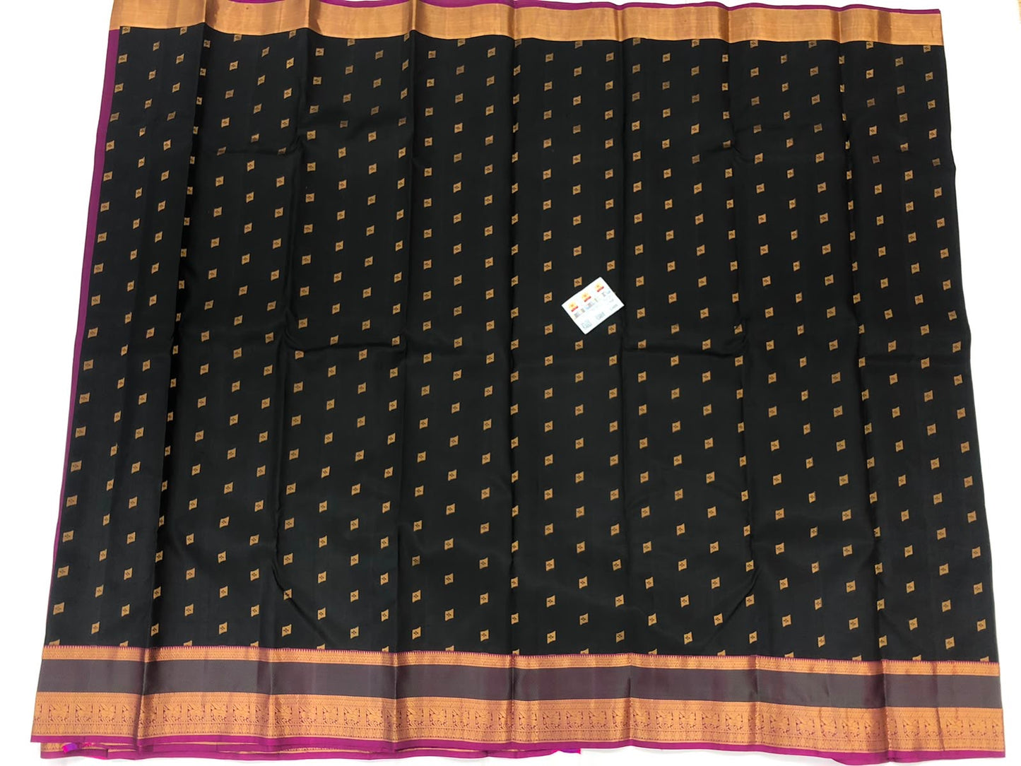 Kanchipuram Pure Silk Saree Bridal Indian Black Kanjivaram Sari SPK331