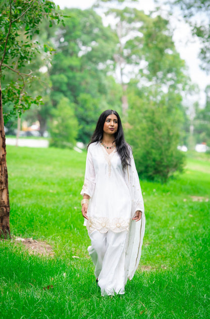 White Indian Pakistani Outfit Salwar Kameez Suit S50