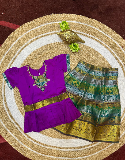 Indian Lehenga Pattu Pavadai Sattai Skirt Top G37
