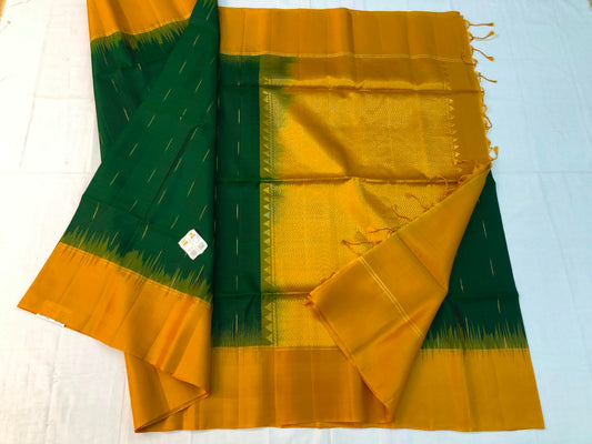 Pattu Soft Silk Indian Saree Pure Silk Sari Green Yellow SS55