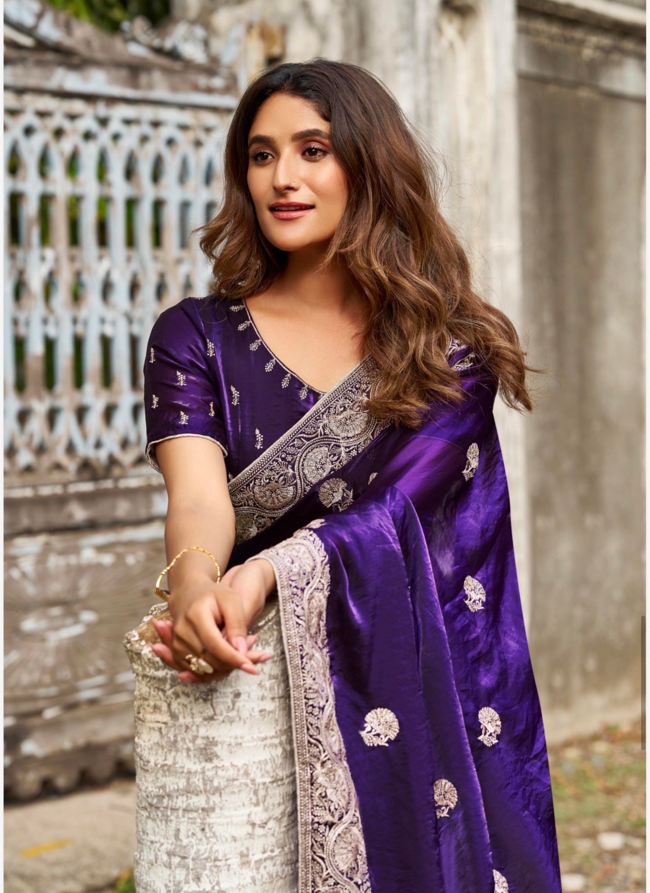 Indian Fancy Party wear Saree Fendi Silk Bollywood Sari C32