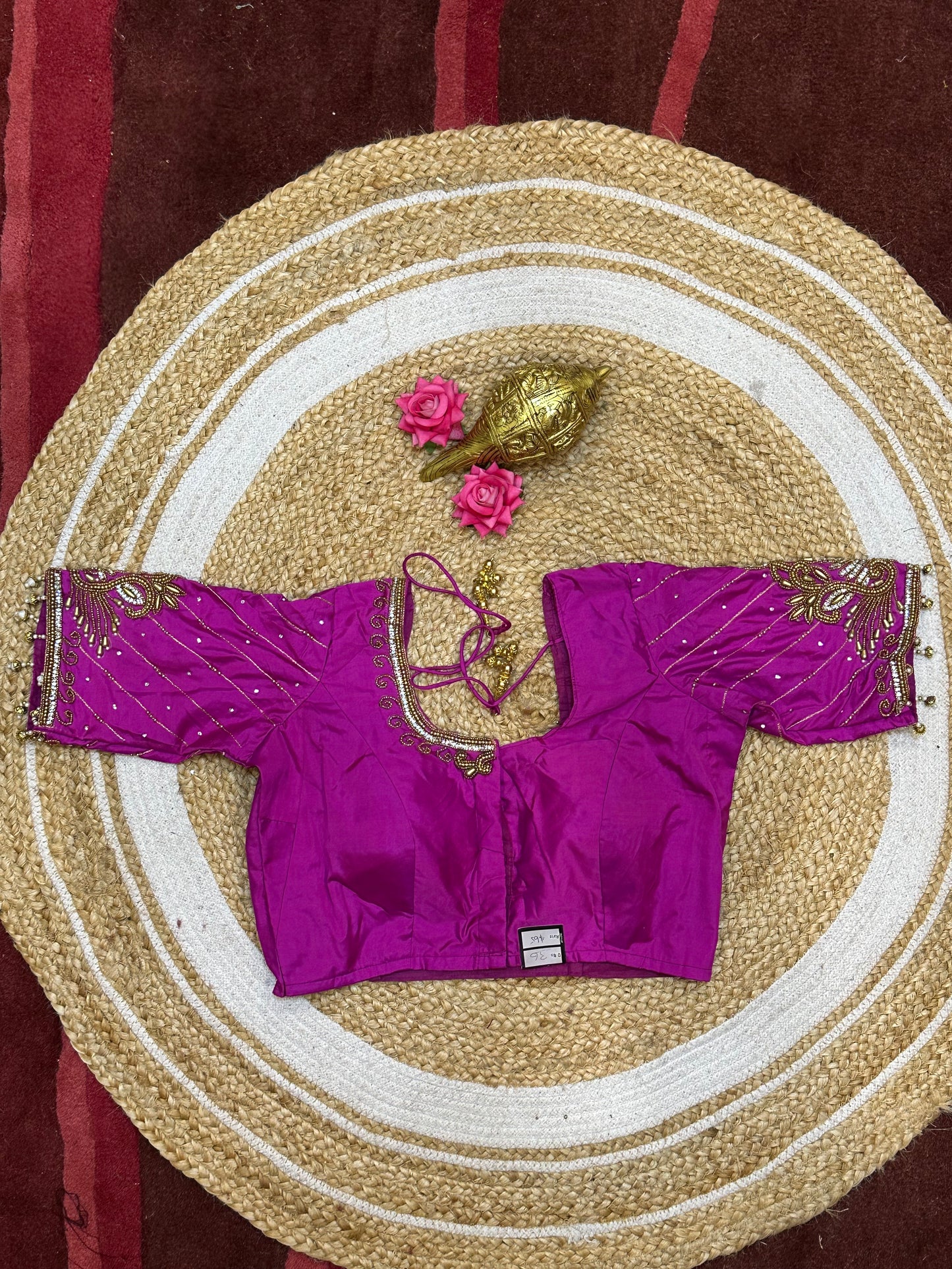 36” Small size Aari Worked Sari Blouse Indian Saree Hot Pink B208