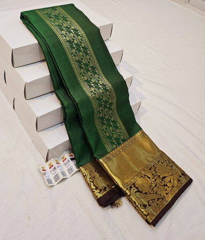 Kanchipuram Pure Silk Saree Bridal Green Kanjivaram Sari SPK259