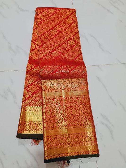Kanchipuram Pure Silk Saree Red Bridal Kanjivaram Sari| SPK163