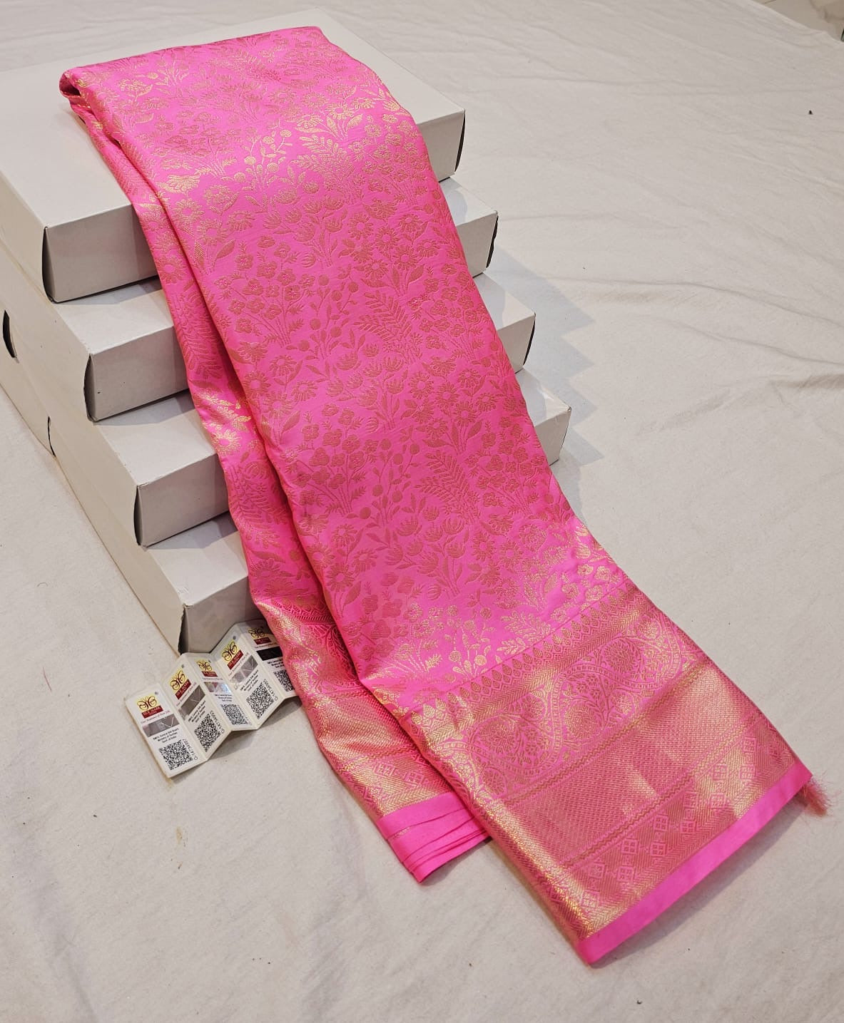 Kanchipuram Pure Silk Saree Bridal Pink Kanjivaram Sari SPK261