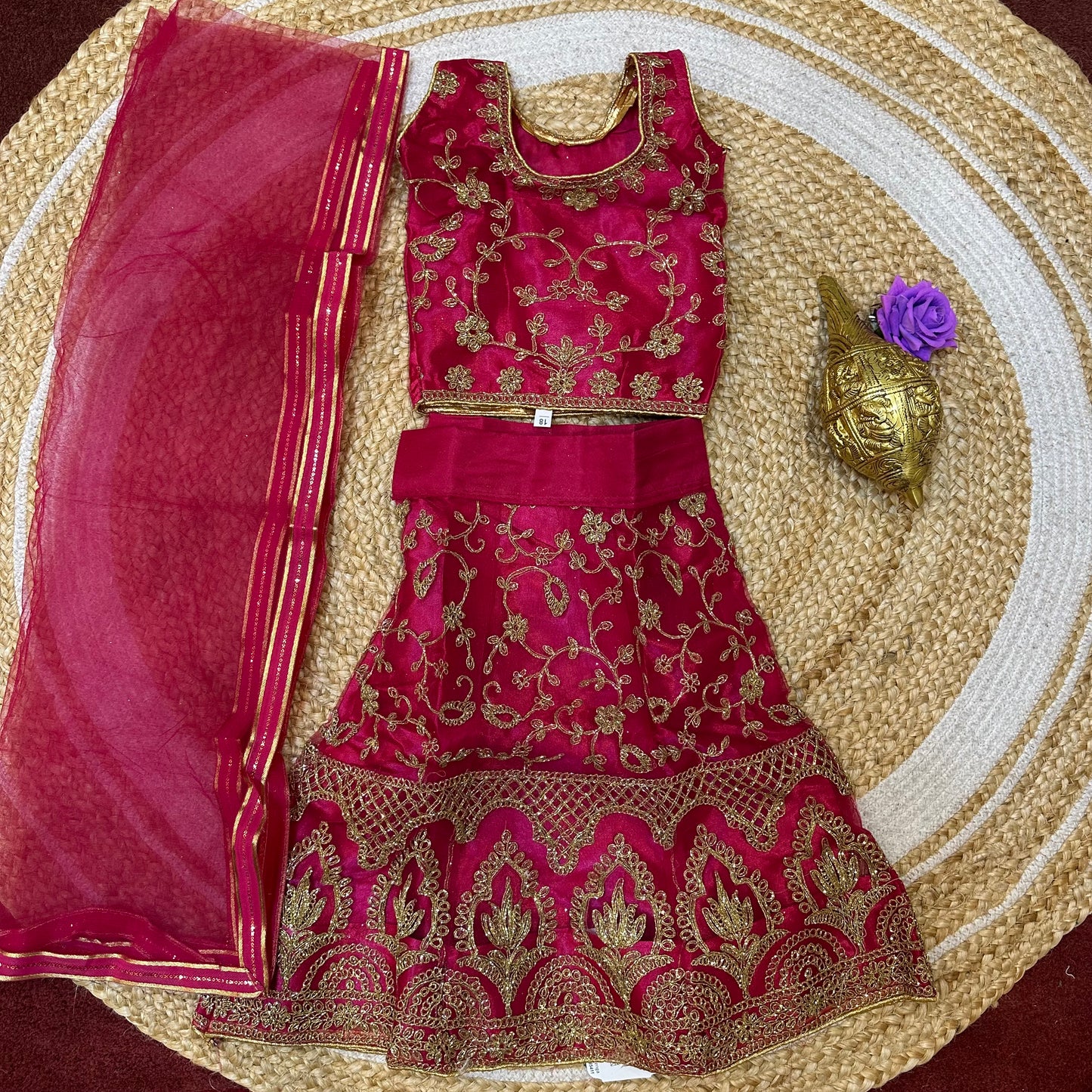 18” Size Age 1 Red Indian Lehenga Pavadai Sattai Skirt Top G72 Col 4