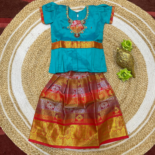 Indian Lehenga Pattu Pavadai Sattai Skirt Top G32