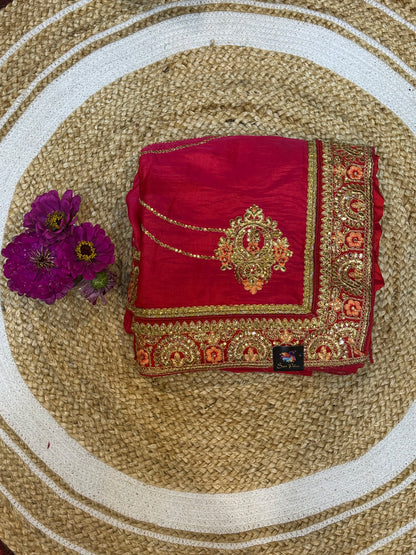 Reddish Pink Fancy Party Sari Indian Saree S38