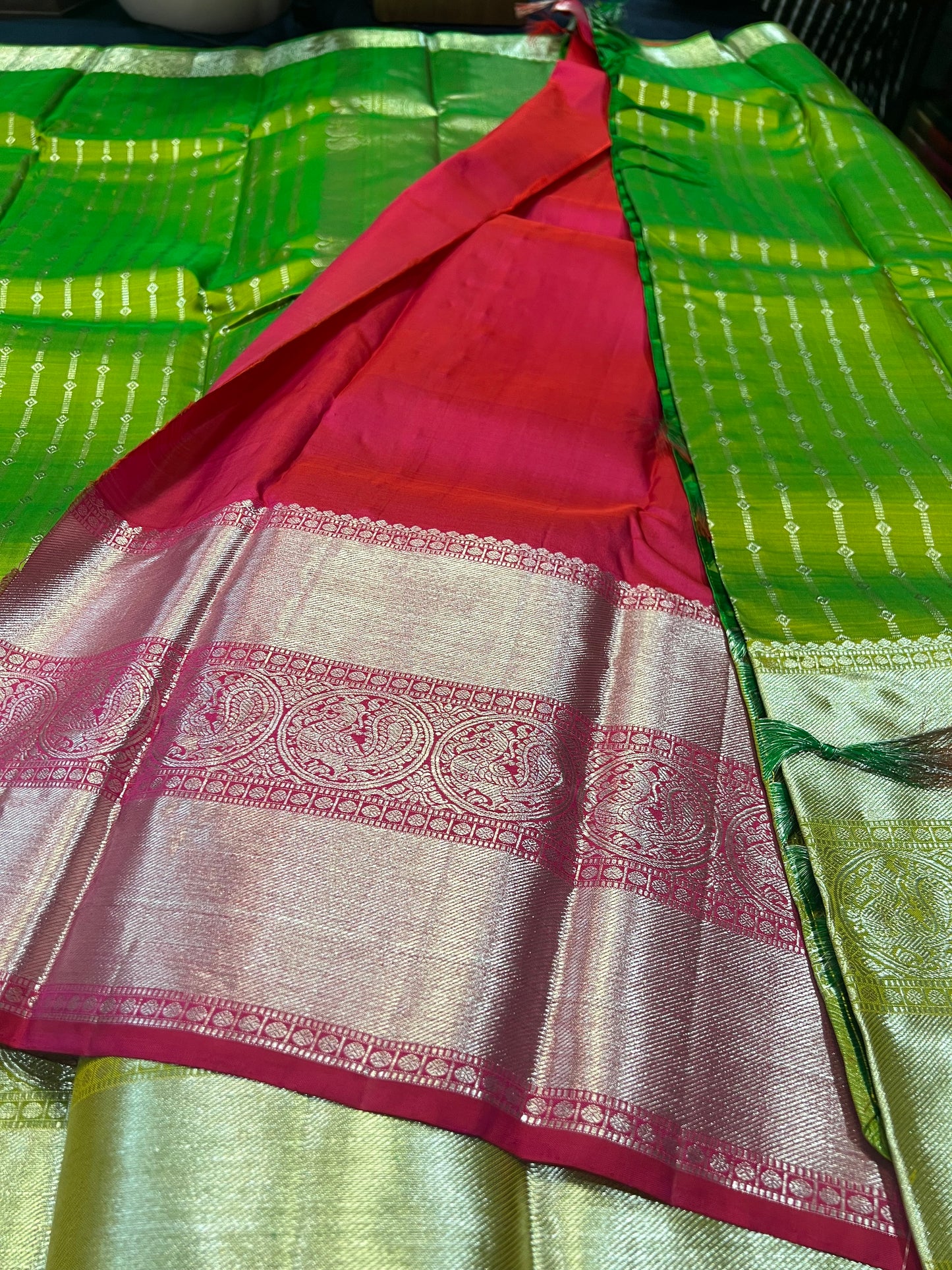 Bridal Kanchipuram Pure Silk Saree Green Kanjivaram Sari| SPK168