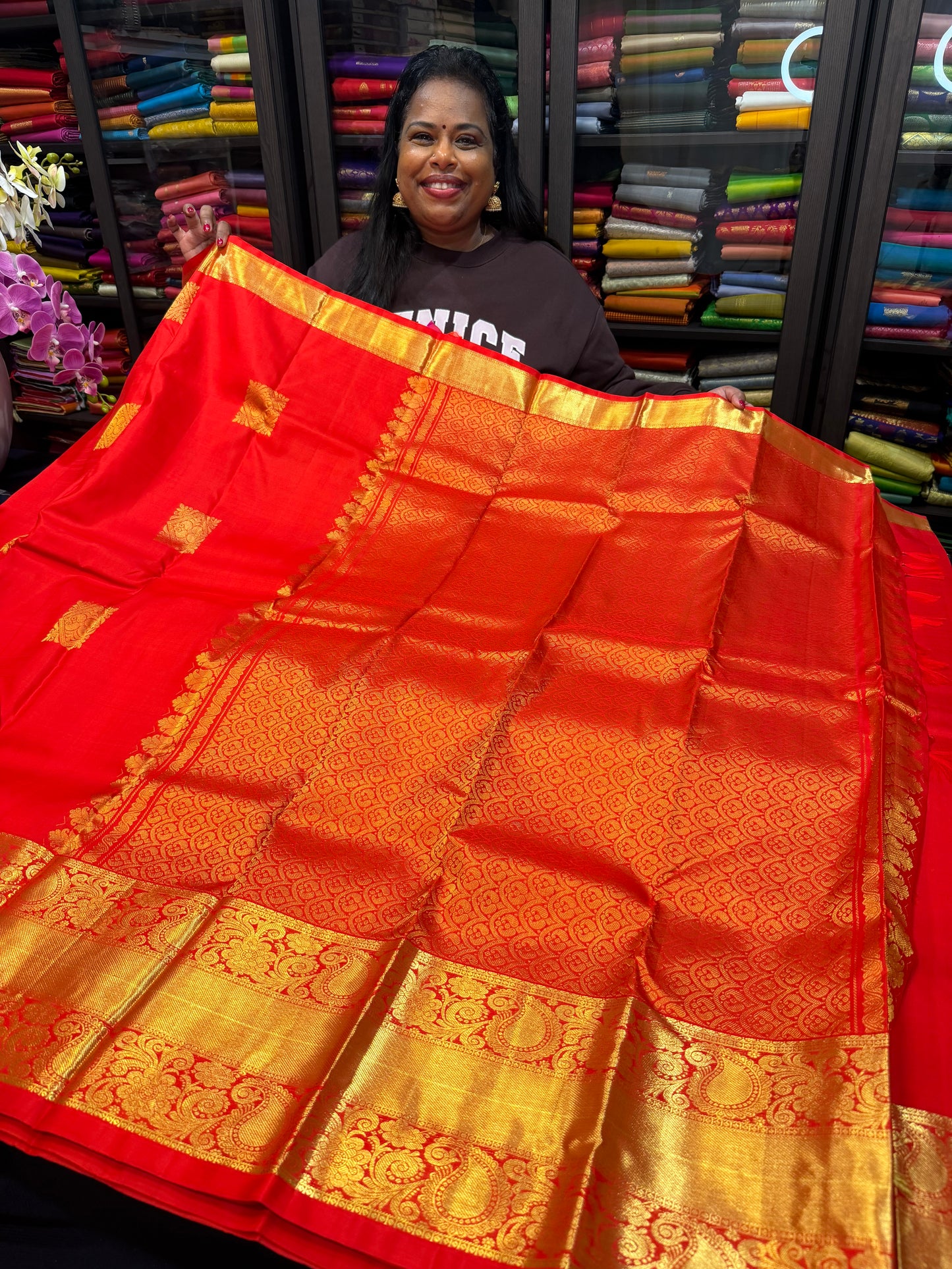 Kanchipuram Pure Silk handloom Saree Indian Kanjivaram Red Sari SPK363