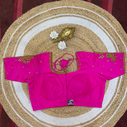 L42” XL Size 12 size Aari Worked Sari Blouse Indian Saree Top Hot Pink B240