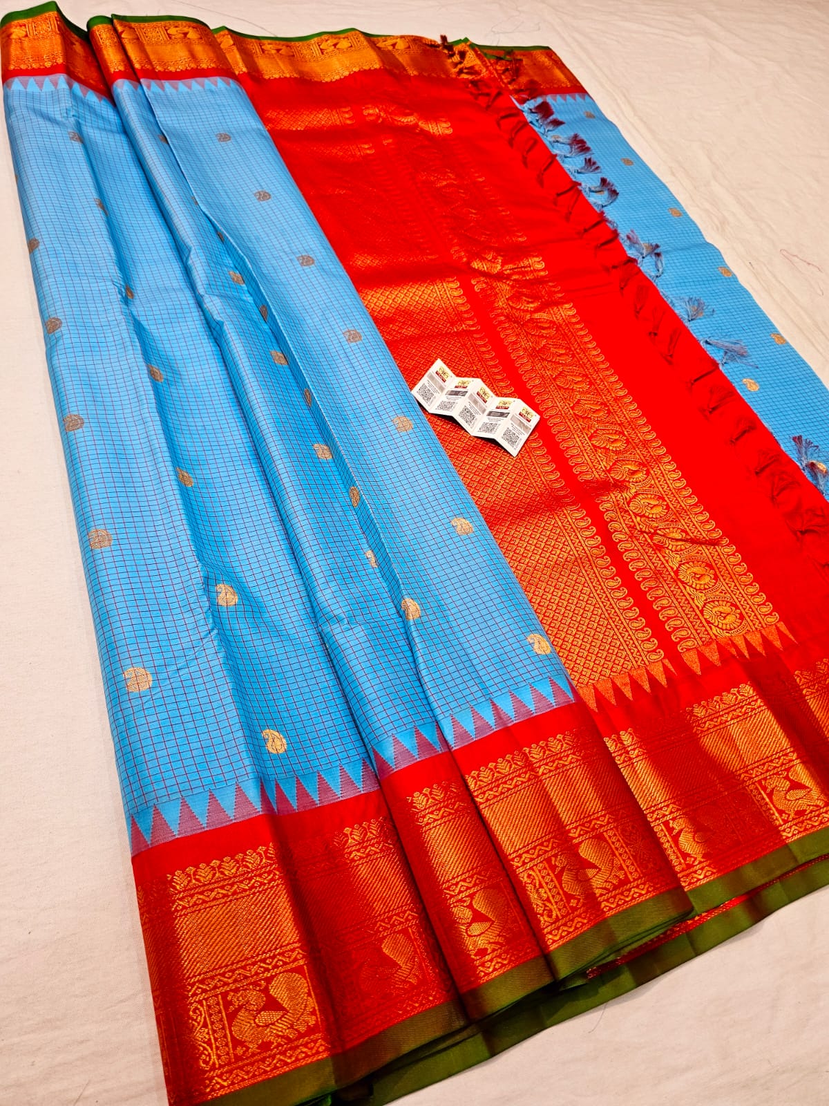 Kanchipuram Pure Silk Saree Bridal Indian Kanjivaram Sari SPK302