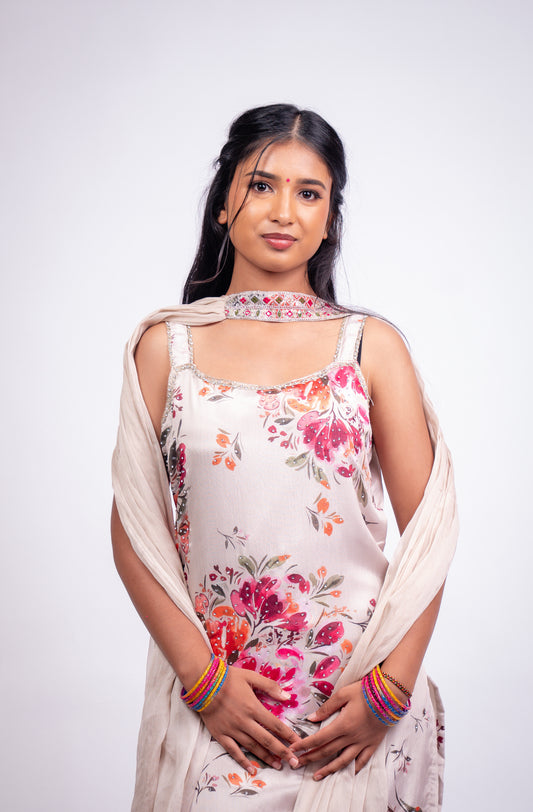 Floral Indian Indowestern Outfit Salwar Kameez Plazzo Suit S51