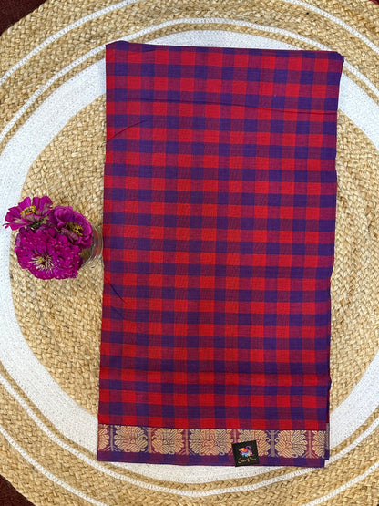 Sungudi Cotton Sari checked Indian Saree S65