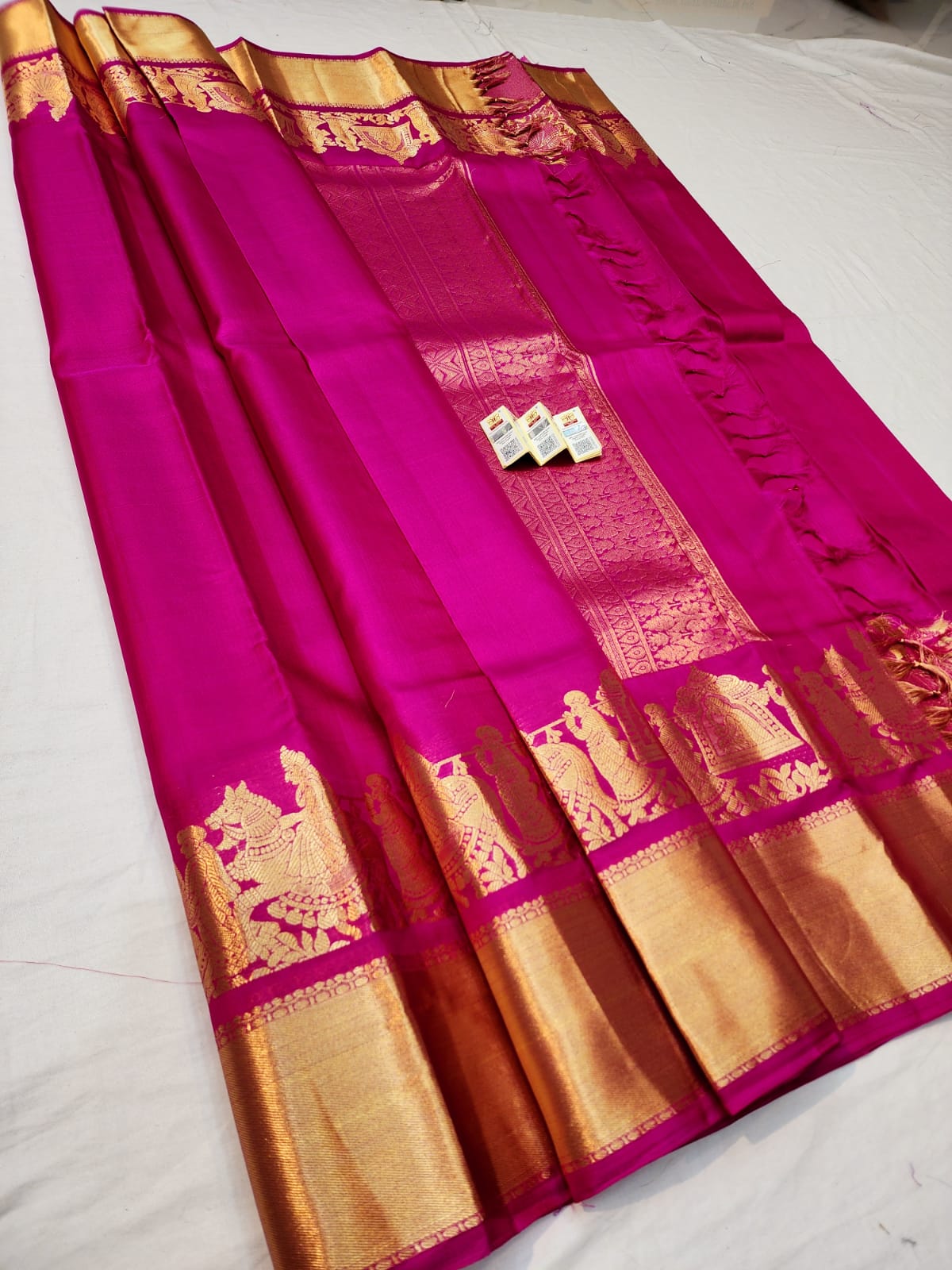Kanchipuram Pure Silk Saree Pink & Gold Kanjivaram Sari| SPK210