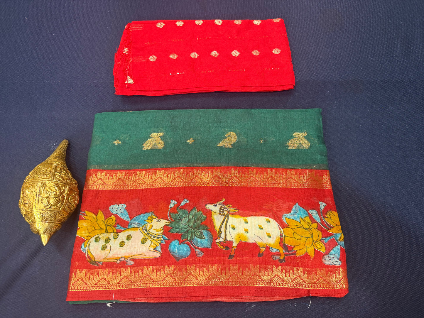 Blue Pichwai Silk Sari Indian Fancy Saree C4