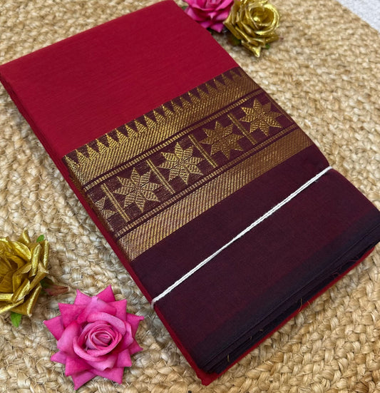 Chettinad Silk Cotton Traditional Kanchi Sari South Indian Saree S142