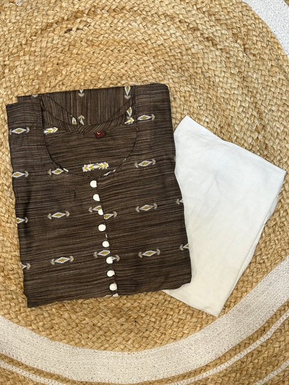 38” Medium Anarkali style Long Kurti with Pants Olive Green SS03