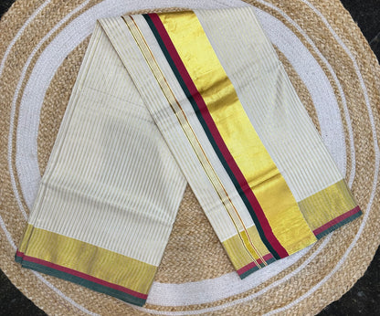 Maroon Kerala Vishu Sari Indian Onam Gold Saree C14 - Col 1