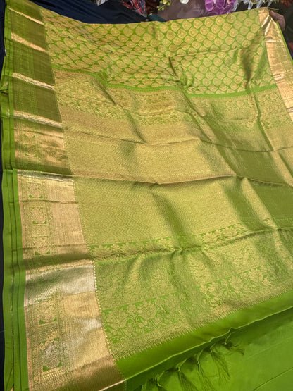 Kanchipuram Pure Silk handloom Saree Indian Kanjivaram Green Sari SPK428