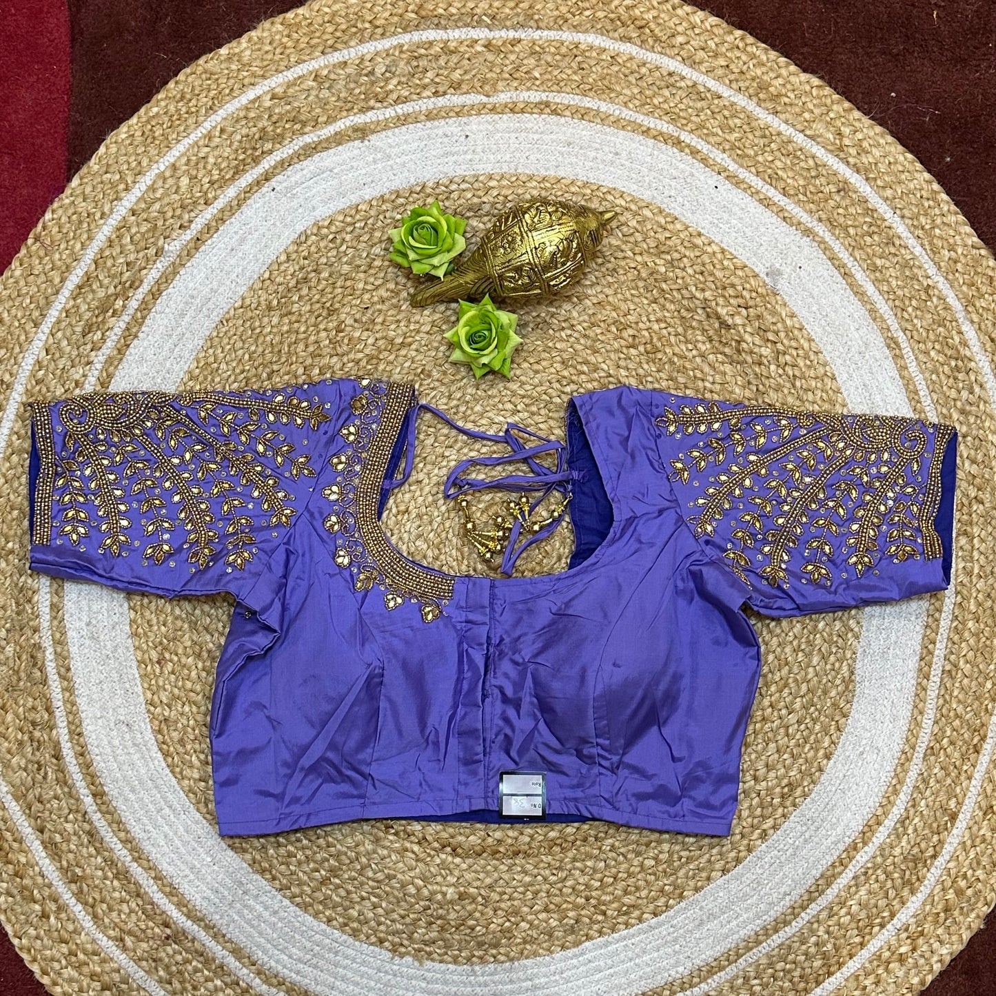 38” M Size 8 Aari Worked Sari Blouse Indian Saree Lavender B314
