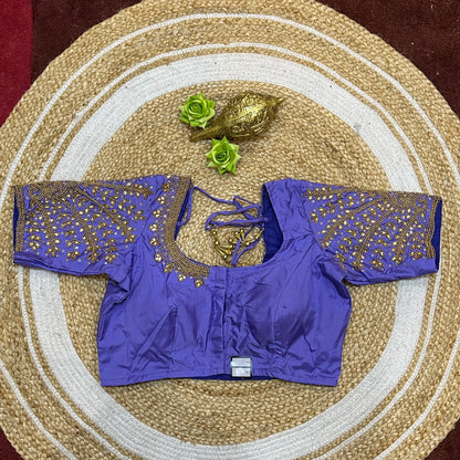 38” M Size 8 Aari Worked Sari Blouse Indian Saree Lavender B314