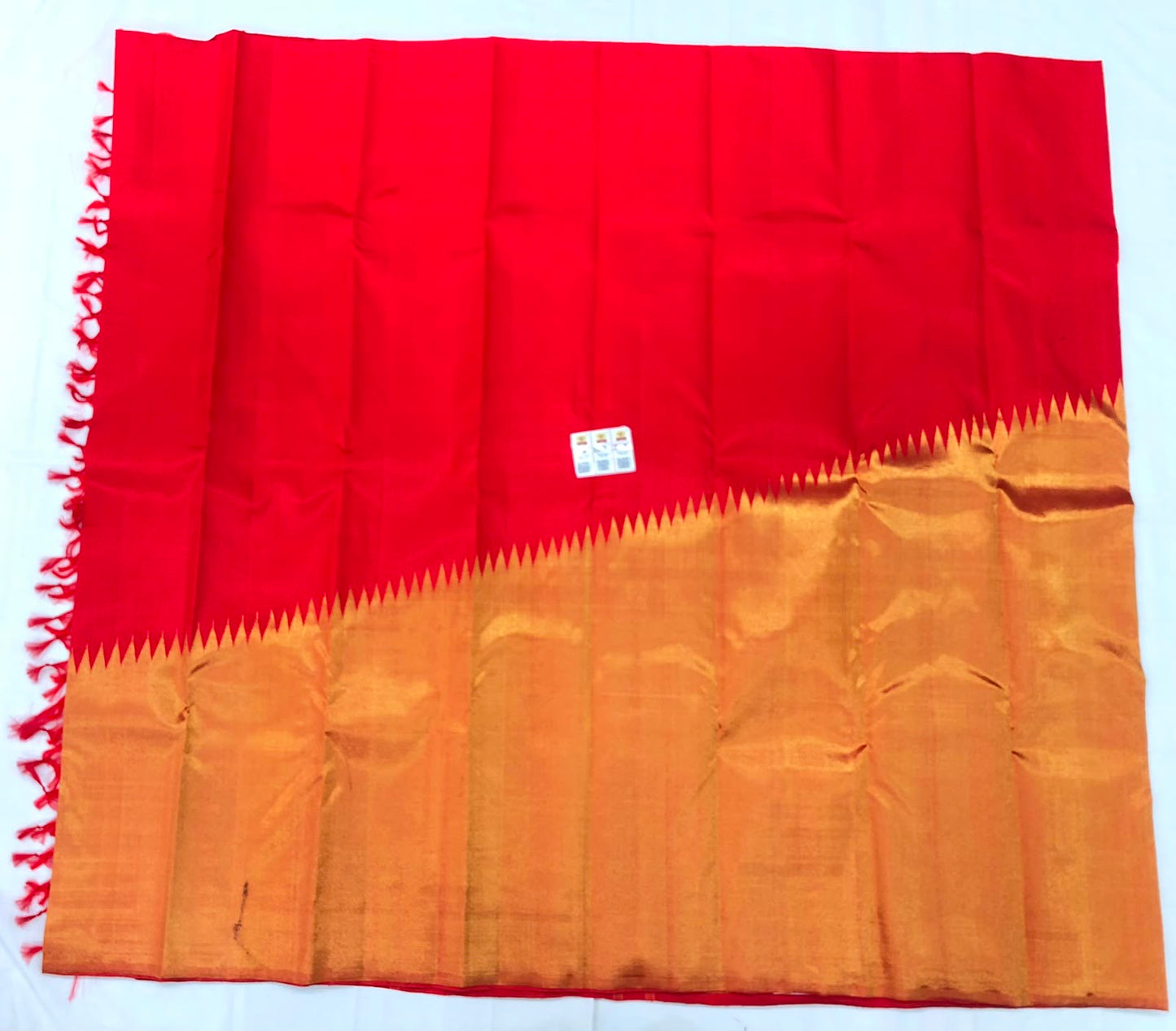 Raising Border Kanchipuram Pure Silk Saree Red Indian Kanjivaram Sari| SPK327