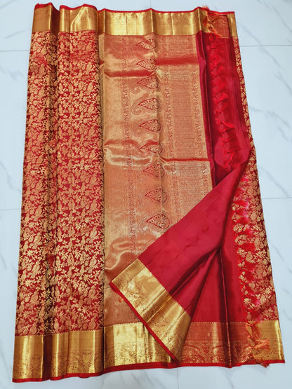Bridal Kanchipuram Pure Silk Saree Maroon Kanjivaram Sari| SPK162