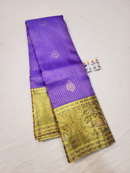 Kanchipuram Pure Silk Saree Bridal Lavender Kanjivaram Sari SPK244