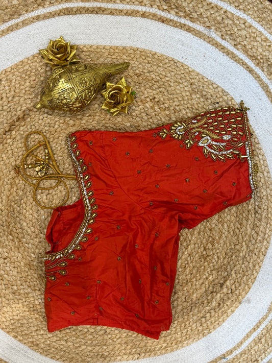 42” XL Size 12 size Aari Worked Sari Blouse Indian Saree Top Red B158