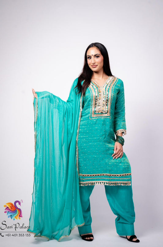Aqua Indian Pakistani Outfit Salwar Kameez Suit EID C4