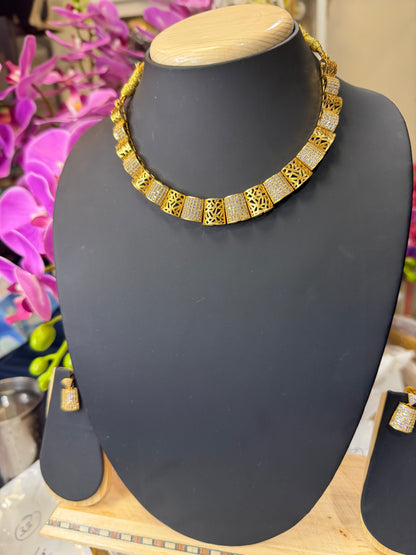 Indian Brass Necklace & Earrings Jewellery Set N68