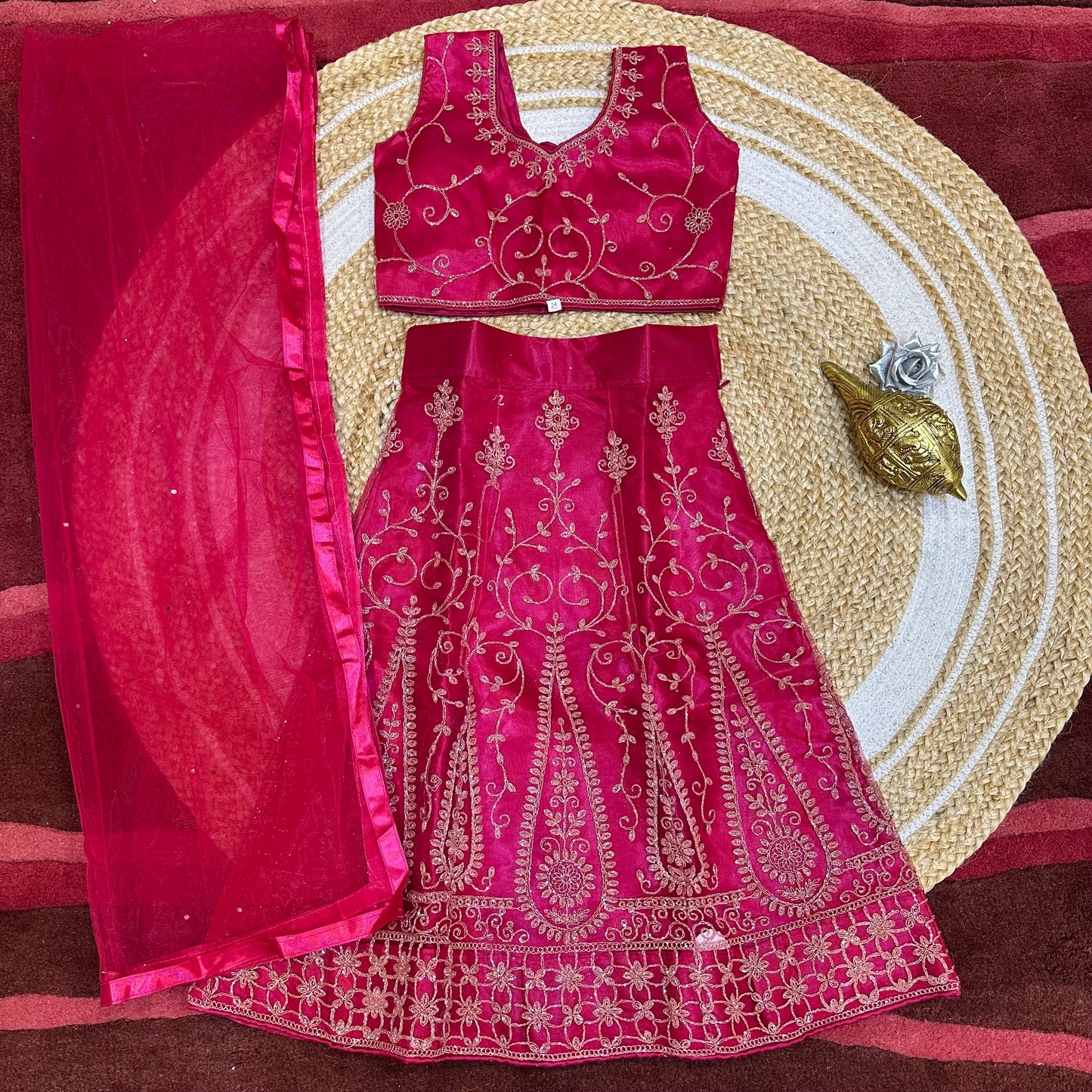 24” Size Age 4 Pink Indian Lehenga Pavadai Sattai Skirt Top G75 Col 1