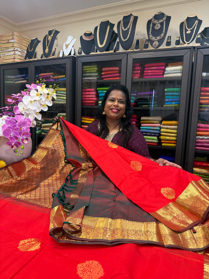 Kanchipuram Pure Silk Saree Bridal Kanjivaram Sari SPK240