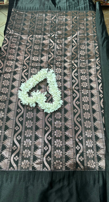 Kalyani Silk Cotton Sari Indian Saree Green & Black S49