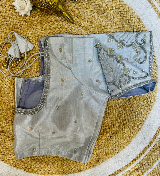 50” Size 20 Aari hand Worked Sari Blouse Indian Saree Top Choli Silk B47