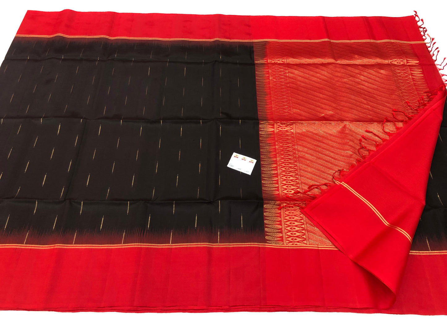 Kanchipuram Pattu Soft Silk Saree Pure Silk Sari Red Black| SS14