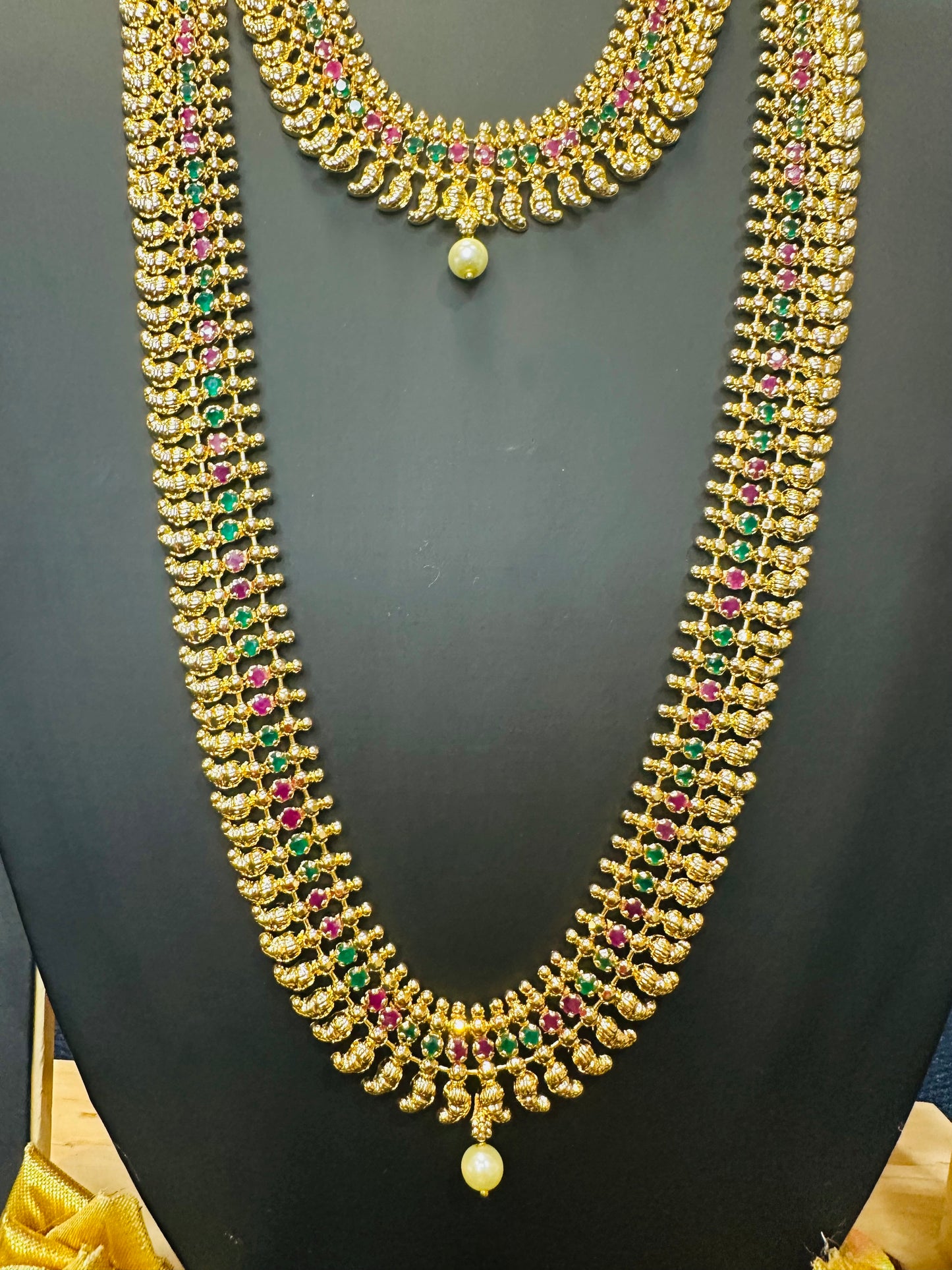 Forming Gold Indian Necklace Kerala Jewellery Multi N45