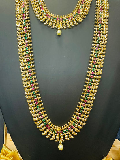 Forming Gold Indian Necklace Kerala Jewellery Multi N45