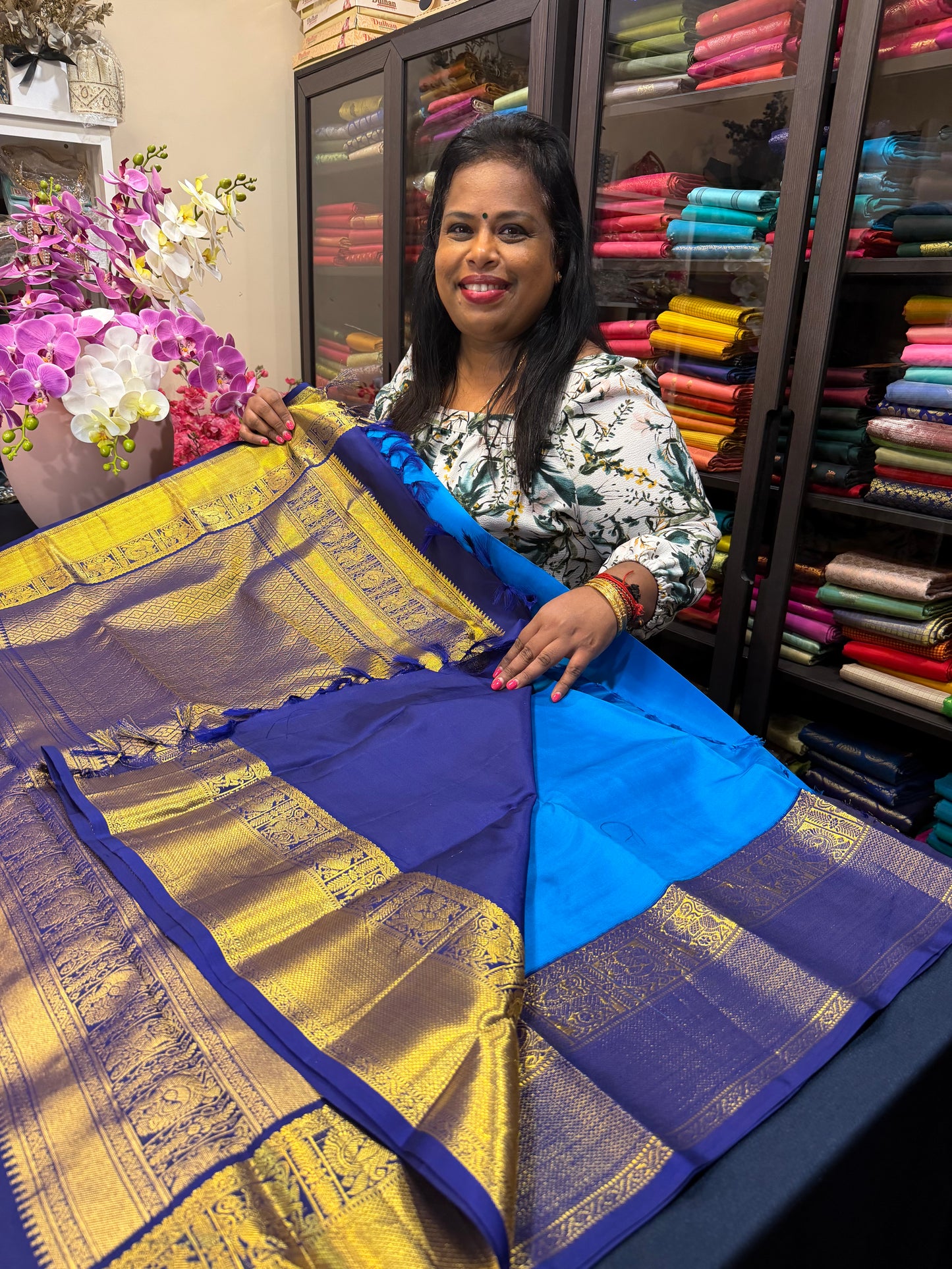 1g Gold Korvai Kanchipuram Pure Silk Saree Kanjivaram Sari SPK207
