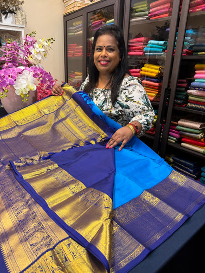 1g Gold Korvai Kanchipuram Pure Silk Saree Kanjivaram Sari SPK207