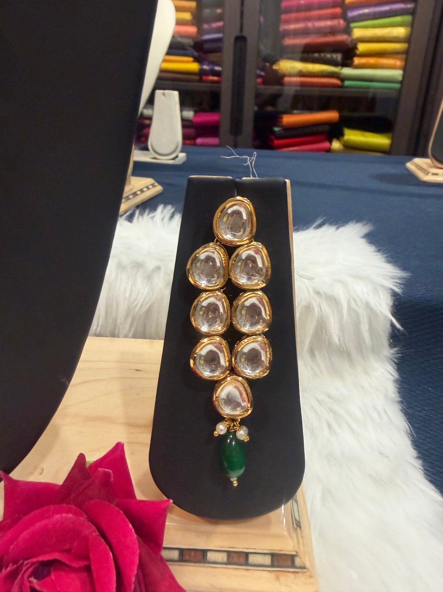 Kundan style Indian Jewellery Necklace set Green N12