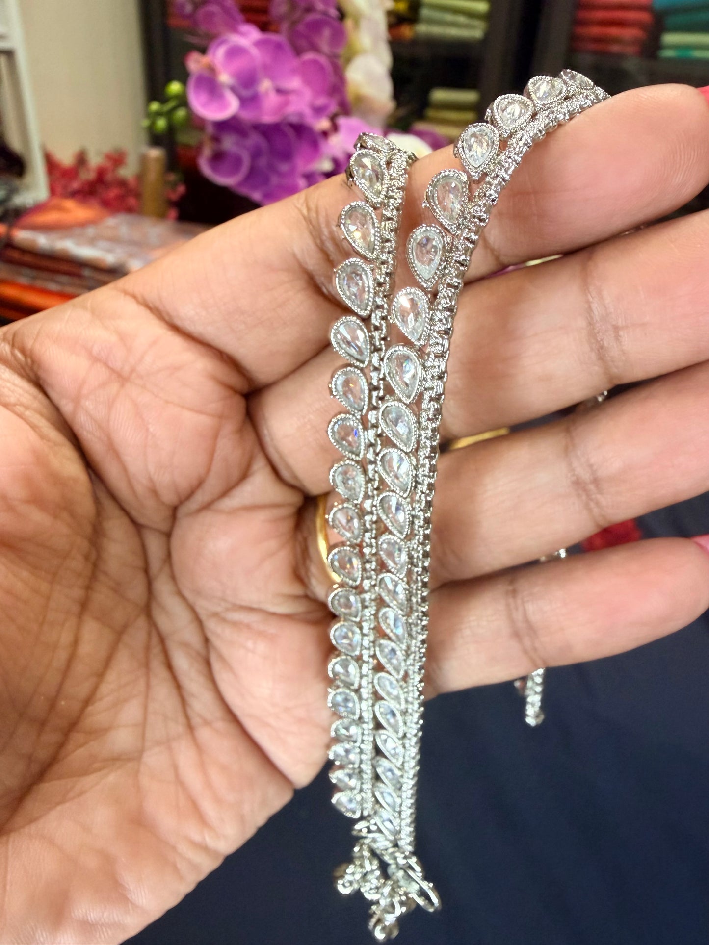 Brass Silver Rhodium Polished Indian Payal Kolusu Anklets P3