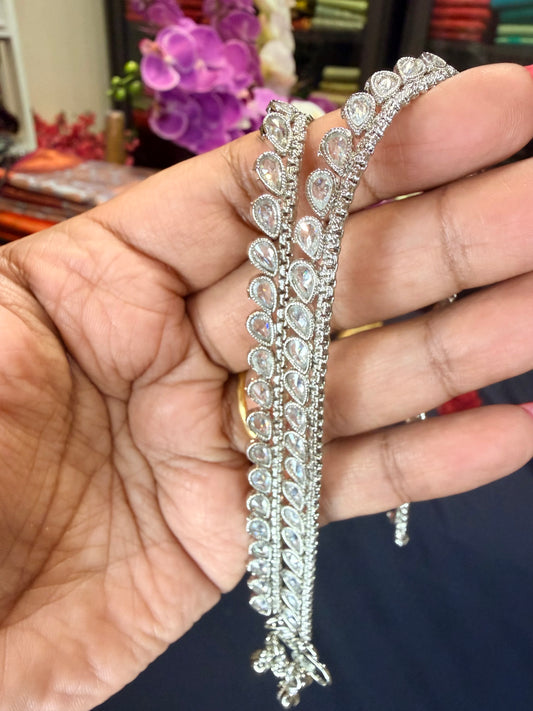 Brass Silver Rhodium Polished Indian Payal Kolusu Anklets P3