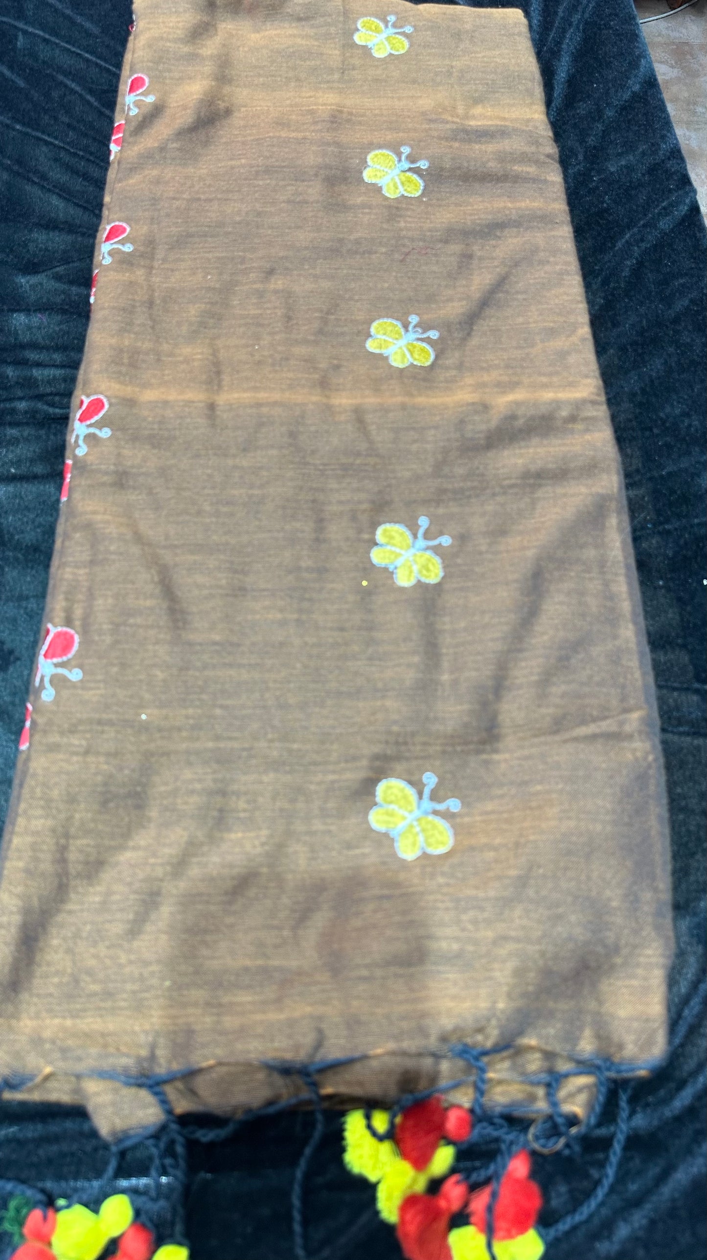Khadi Soft Cotton Linen Sari Indian Saree Brown S77